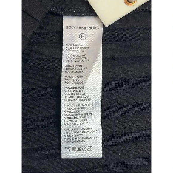 Good American Wide 90s Ribbed Biker Athletic Shorts Black 6 3X Pull On High Rise - Picture 10 of 10